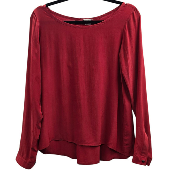 Club Monaco Shirt Womens XS Red Silk Top Quiet Luxury Minimal Capsule Normcore - Picture 2 of 7